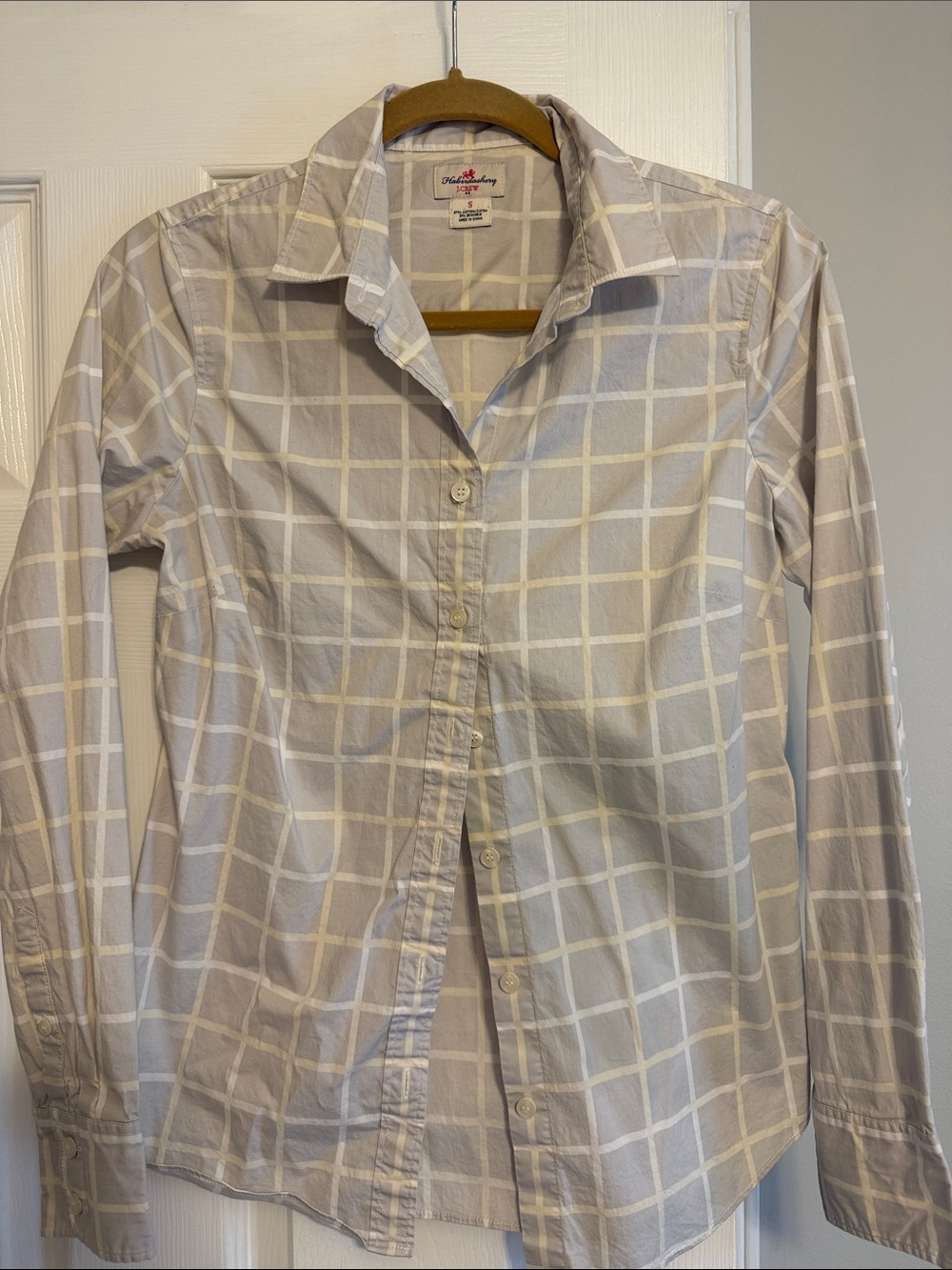 J. Crew Light Gray and White Windowpane Button-Down Shirt